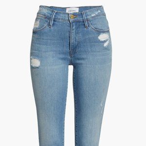 FRAME Le High Ripped Straight Leg Jeans